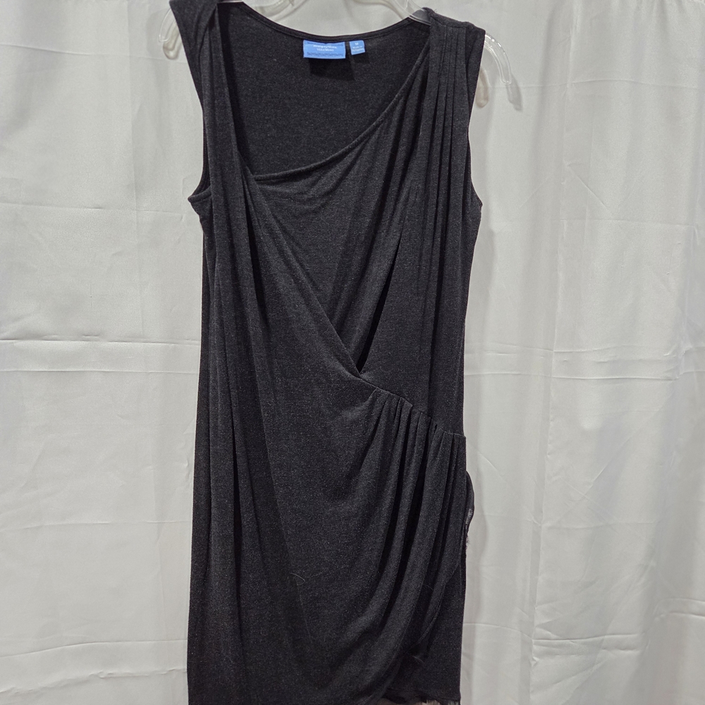 Simply Vera Vera Wang Charcoal Grey Sleeveless Faux Wrap Dress Sz M Whimsigoth